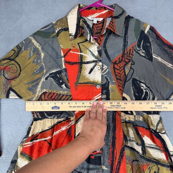 John Mark Art To Wear Multicolor Abstract Button Down Tunic Blouse  SMALL - Picture 4 of 8